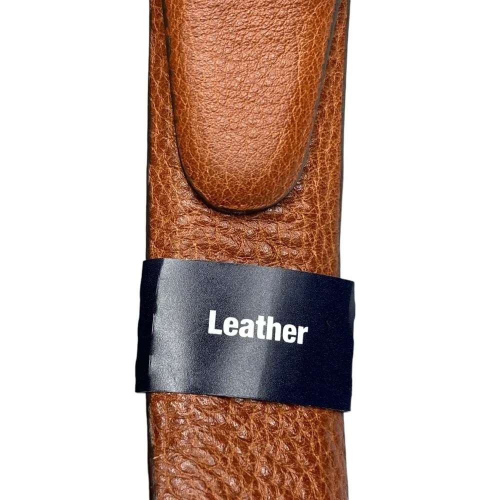 New Cognac Pebbled Full Grain Leather w/ Polished Nickel Brand George Size 42